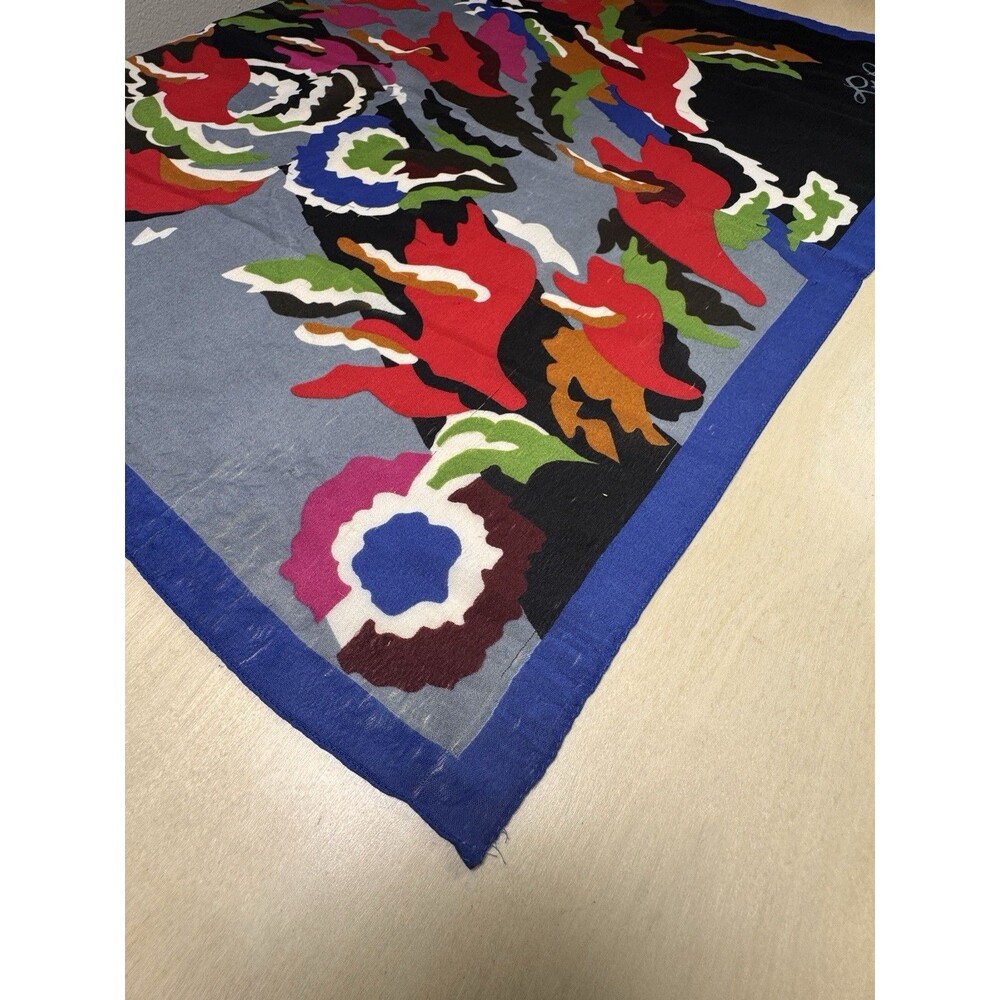 Vintage 80s Cacharel Paris Lou Lou Abstract Print Scarf Made in Italy Multicolor - Picture 5 of 7